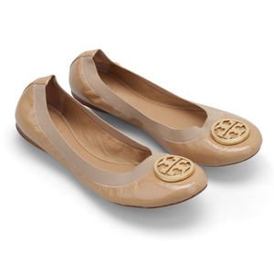 Tory Burch Tan Caroline Patent Leather Ballet Flats Women's 9.5